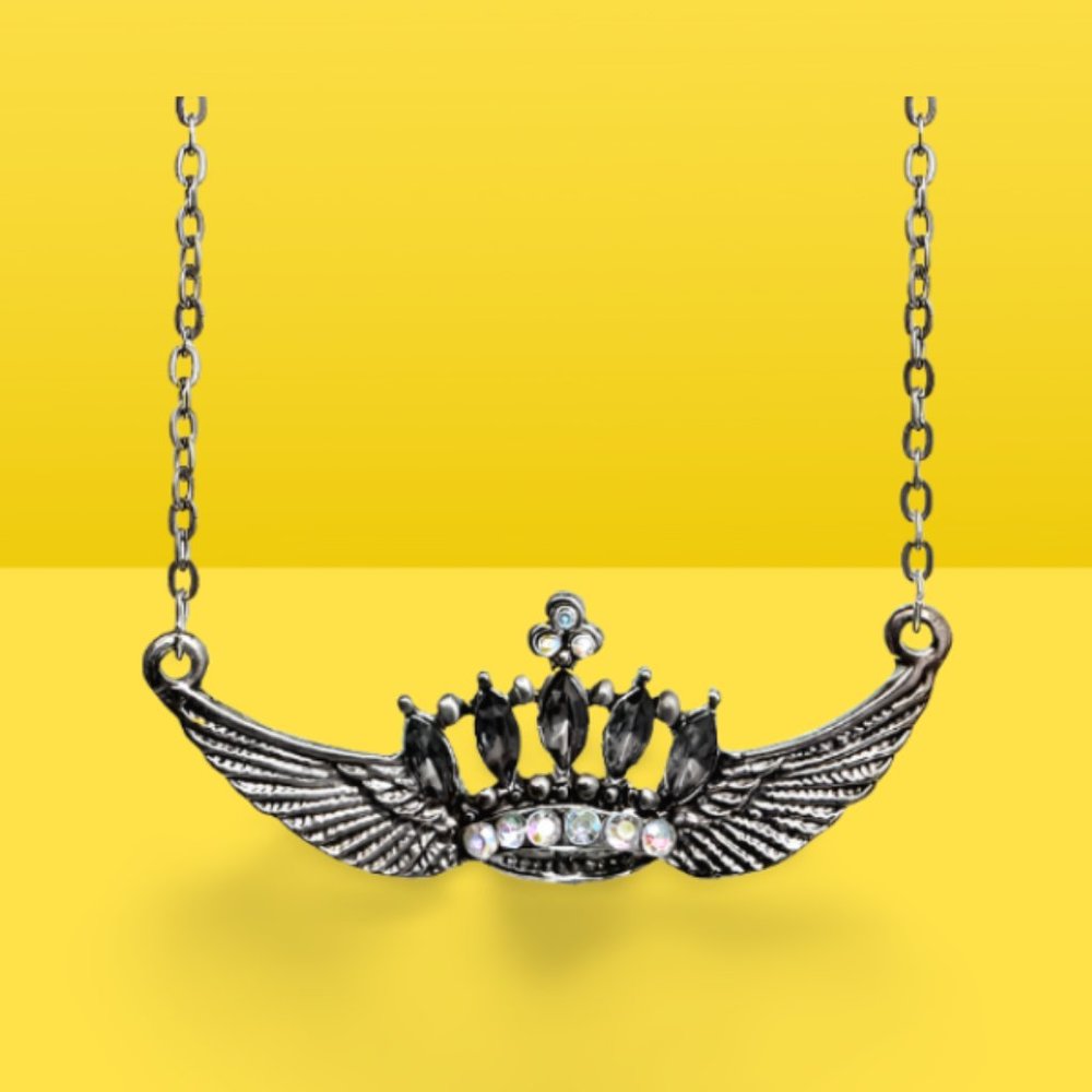 Silver Crown Necklace with jewels